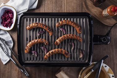 Електричний гриль George Foreman Smokeless для дому, бездимний, антипригарний, з піддоном для жиру, регулятором температури, вертикальне зберігання, модель 25850-56
