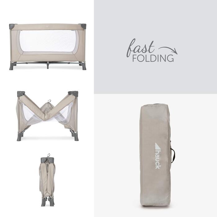 Дитяче ліжко-манежа Hauck Dream N Play Beige, 120x60 см, з переносною сумкою та складним дном