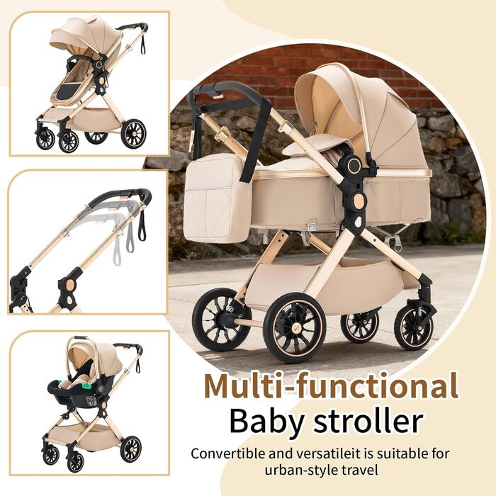 Дитячий візок 3 в 1 Kinderwagen Alltags Buggy, алюмінієва рама, темно-сірий (U9-X)