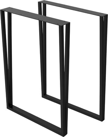 Набір з 2 металевих ніжок для столу ML-Design 50x71,5 см, прямокутна форма, чорна порошкова фарба, індустріальний стиль, для обіднього чи письмового столу, металеві ніжки для меблів, DIY-проекти