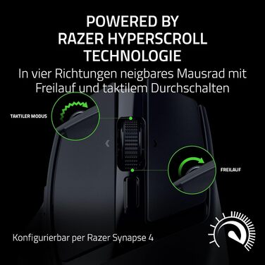 Бездротова ігрова миша Razer Basilisk Mobile AI Prompt Master, сенсор Focus X 18K, три режими підключення, перемикачі Gen-3, чорна