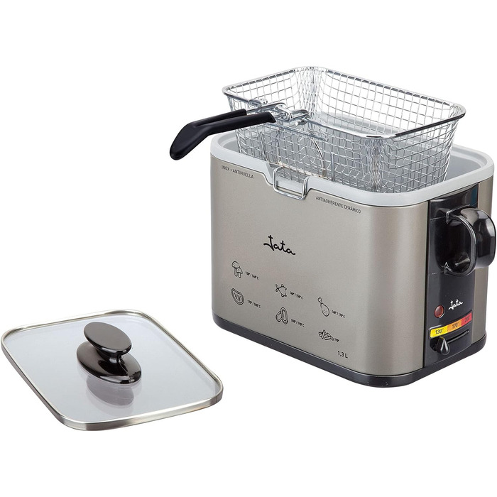 Фритюрниця Jata FR326E, 1000 Вт, 1.3 л, чорна/срібляста