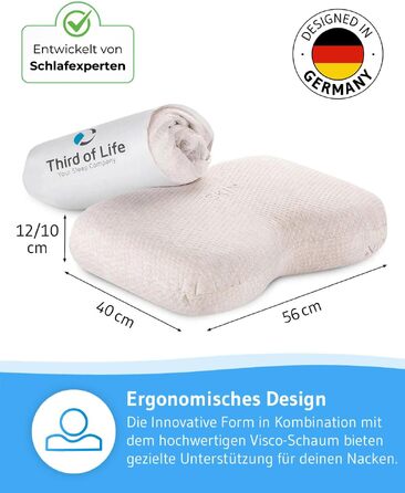 Ортопедична подушка для здоров'я maBELLA з ефектом пам'яті (Memory Foam) та доглядовим чохлом SKIN+