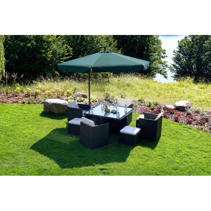 Садова парасолька з вильотом Funfit Garden, зелена, 350 x 250 см