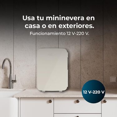 Міні-холодильник Cecotec Bolero MiniColing 6 л, бежевий, для авто і дому, охолодження та підігрів, 12-220 В, регулювання температури 5-65°C