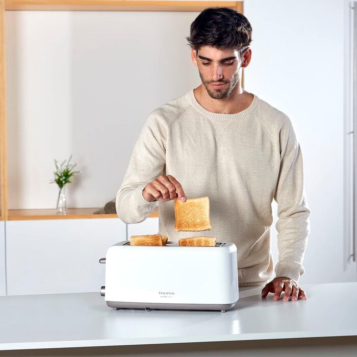 Тостер Taurus Mytoast Duplo 1450Вт, 2 довгі відсіки, 7 режимів, автоматичне центрування, піддон для крихт, функції розігріву, розморожування та стоп