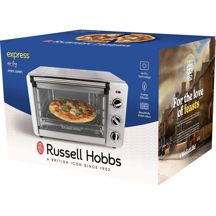 Мультифурна Russell Hobbs Airfryer Express 20л (5-в-1: фритюрниця, міні-піч, гриль, тостер, підігрів) з фритюрним кошиком, дека та решіткою для грилю