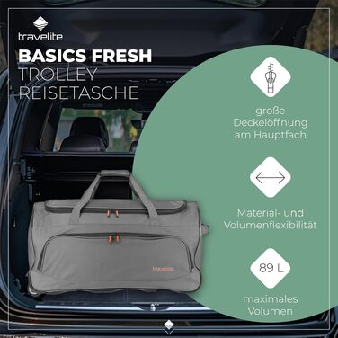 Дорожня сумка на колесах Travelite Basics Fresh L, 71 см, 89 л, антрацит (сірий)