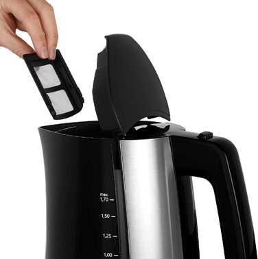 Електрочайник Melitta Look Aqua 1026-02, 1,7 л, 2400 Вт, чорний, з автоматичним вимкненням, захистом від перегріву та прихованим нагрівальним елементом