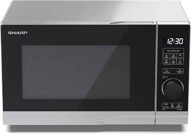 Мікрохвильова піч SHARP PS204AES, 700 Вт, 10 режимів, розмір 45,5×27,4×33,4 см, срібляста, функція розморожування