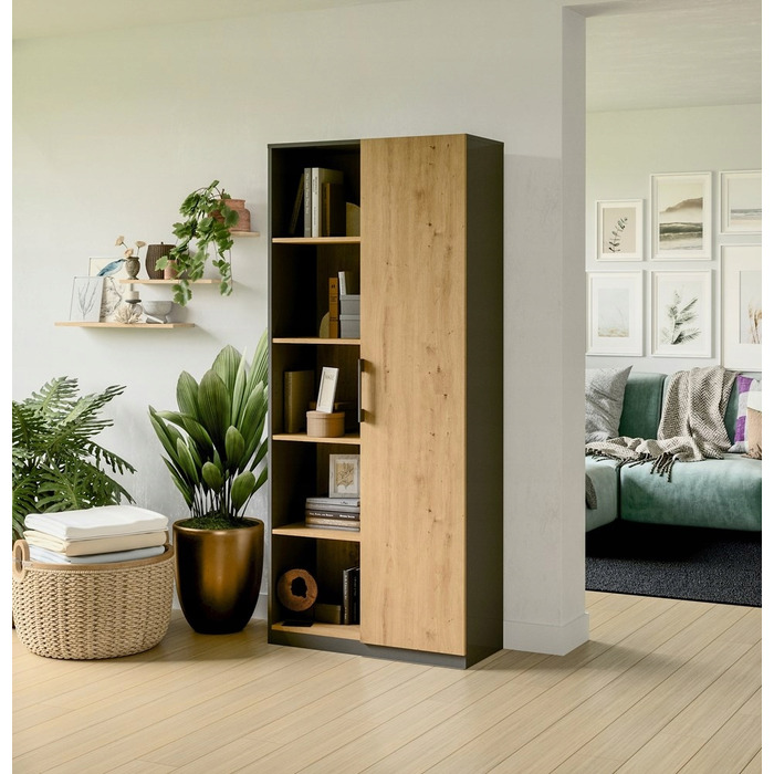 Стелаж TopEshop 80 x 182 x 30 см, антрацит, дуб артизан