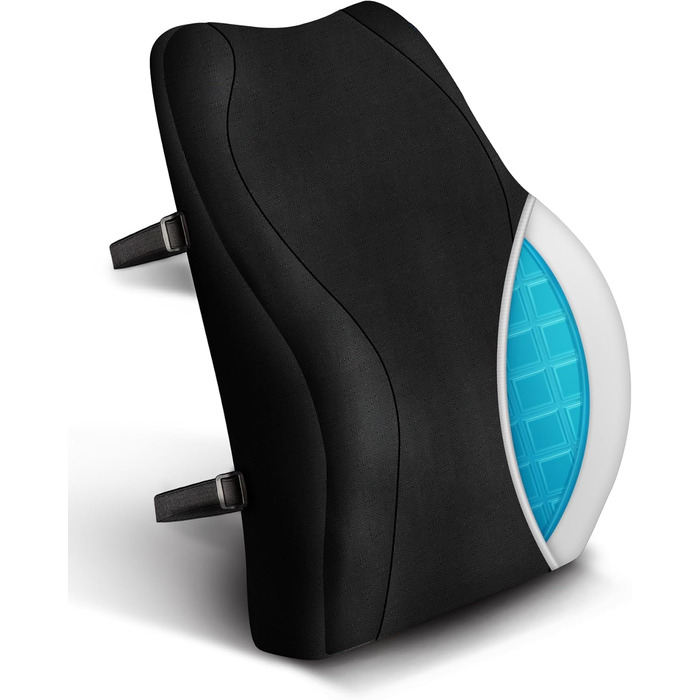 Подушка для спини Ergonomisches RückenKissen Travel Ease з гелевою піною Memory Foam, для офісного крісла, з антистатичним, приємним до шкіри чохлом, для комфортної посадки (Чорний)