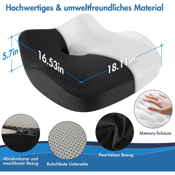 Подушка ортопедична для сидіння SKYNY з піни Memory Foam для офісного та геймерського крісла