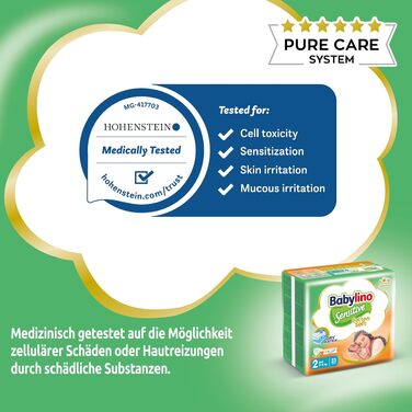 Дитячі підгузки Babylino Sensitive розмір 5 Junior (11-16 кг), 132 шт, гіпоалергенні