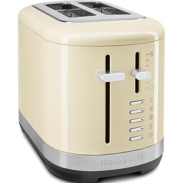 Тостер KitchenAid для 2 скибок, кремовий: ретро дизайн, 7 функцій, нержавіюча сталь