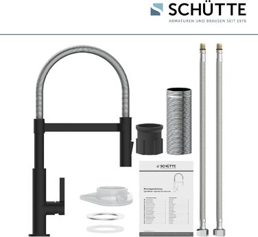 Змішувач кухонний SCHÜTTE MIAMI 79147 з висувним душем, чорний/хром - одноричаговий, з магнітним утримувачем, для мийки