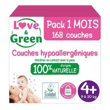 Екологічні підгузки Love & Green, розмір 4+ (168 шт)