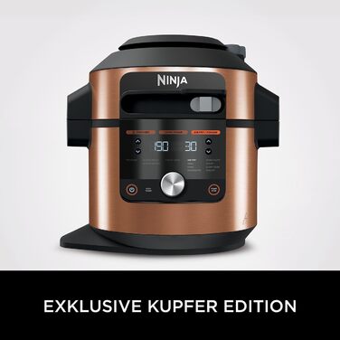 Мультиварка Ninja Foodi MAX 7,5 л 12-в-1 з технологією SmartLid, тиск, аерофритюр, повільне приготування, мідна/чорна, модель OL650EUCP