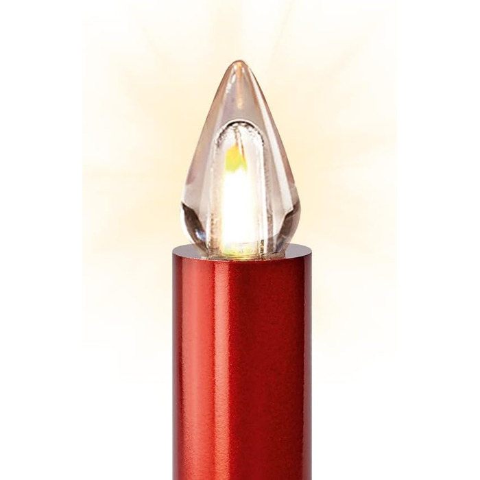Світлодіодні свічки для ялинки Lumix® SuperLight Flame Metallic Mini Red 9cm, тепле біле світло, набір 12 шт. з пультом керування, 77146