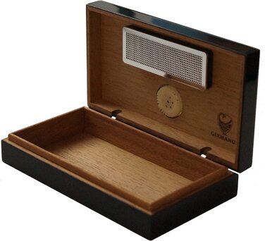 Міні-хумідор GERMANUS чорний з кедровим деревом, комплект із буклетом GERMANUS Humidor Brevier