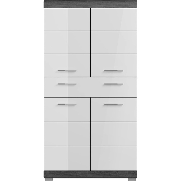 Високий шафа для ванної кімнати xonox.home Scout X06B2715, білий глянець/сріблястий корпус, 74x141x31 см