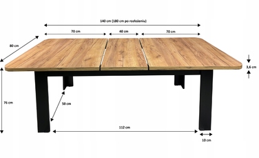 Обідній гарнітур Loft Ribes: розкладний стіл 80x140/180 см та 6 стільців