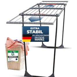 Розсувна сушарка для білизни STAHLMANN XXL чорна, 20м площі сушіння, з затискачами для дрібних речей, виробництво ЄС