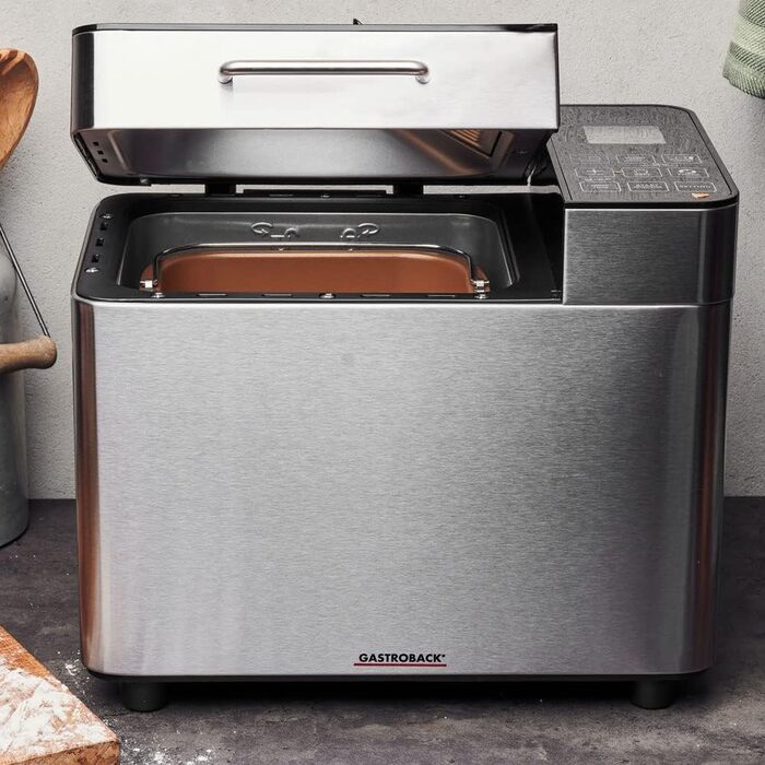 Хлібопіч Gastroback 42823 Design Advanced, 18 програм, нержавіюча сталь, автоматичний дозатор, для 500/750/1000 г, таймер, оглядове вікно, срібляста