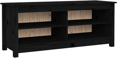 Стійка для взуття vidaXL з сидінням, чорна, масив сосни, 110x38x45.5 см, для коридору та передпокою, з великим місцем для зберігання