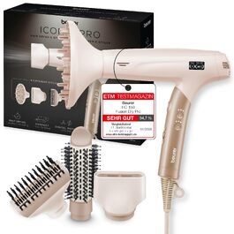 Фен для волосся Beurer HC 150 FusionDry Pro з цифровим двигуном, іонізацією та набором з 4 насадок, складаний дорожній