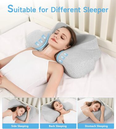 Ортопедична подушка для шиї Jiaao з піни Memory Foam, комфортна подушка для сну, універсальна для спини, боків і живота, знімний чохол, 64x39x13 см, рибний дизайн