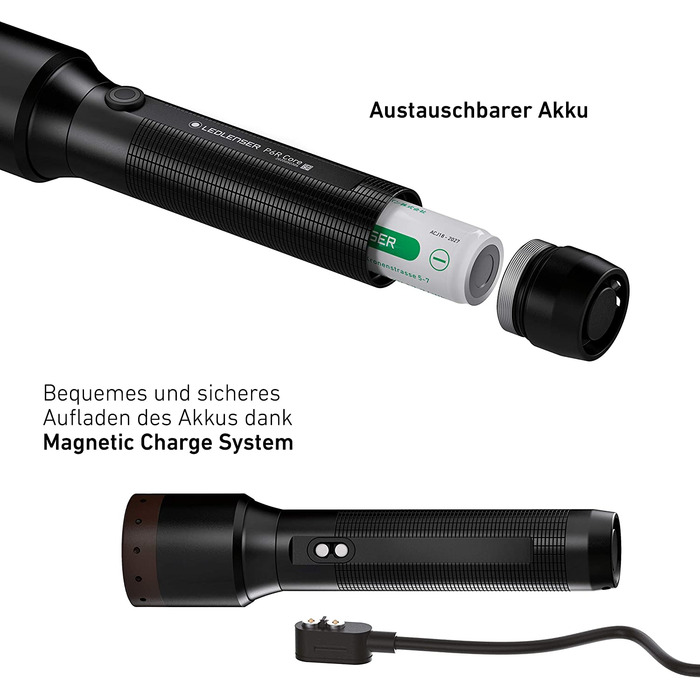 Ліхтарик Ledlenser P6R Core, 900 люмен, акумуляторний, LED, IP68, фокусування, 240 м, USB-зарядка