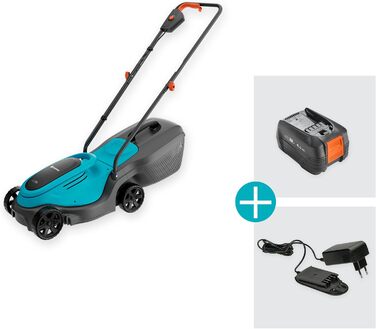 Акумуляторний газонокосарка Gardena EasyMax 30/18V Ready-to-Use Set, ширина косіння 30 см, Power for All-акумулятор, компактна та маневрена, для малих садів