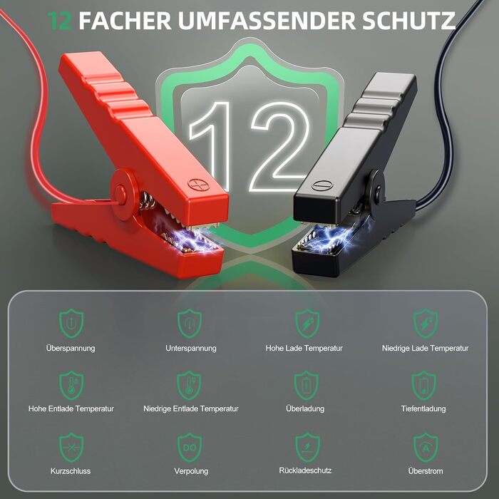 Бустер акумулятора 12V 6000A Jump Starter Powerbank 20000mAh для авто (бензин до 10.0L, дизель до 8.0L) з LED ліхтарем