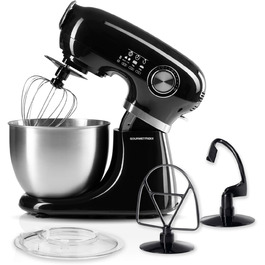 Мультифункціональний кухонний комбайн GOURMETmaxx, міксер і тістоміс, 5 л, електричний, чорний, з насадками та чашею