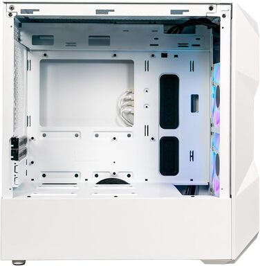 Корпус Cooler Master TD300 Mesh White Mini-Tower для Micro-ATX/Mini-ITX, білий, із сітчастою передньою панеллю для покращеного повітряного потоку, 2 ARGB-вентилятори 120 мм, бічна панель із загартованого скла, знімна верхня кришка, ARGB/PWM-хаб