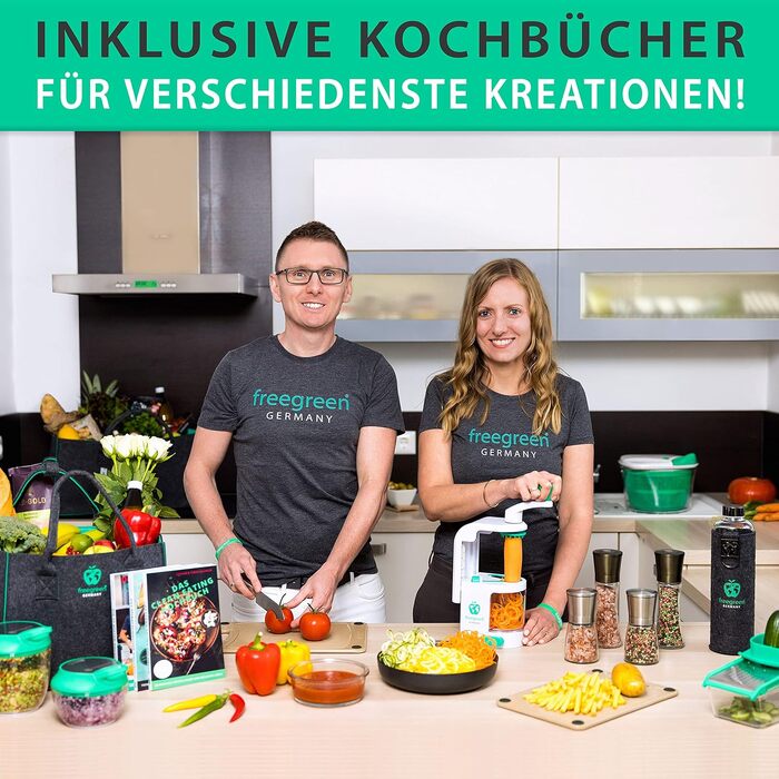 Овочерізка терка з нержавіючої сталі Freegreen Germany з V-подібним лезом та контейнером для збору, з тримачем для овочів