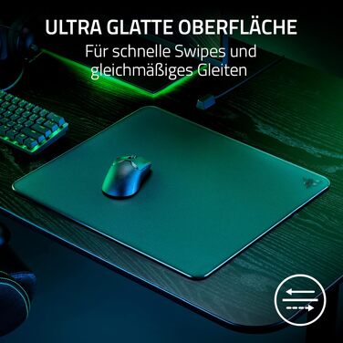 Скляний килимок для миші Razer Atlas — преміум ігровий килимок із загартованого скла, мікрогравірована гладка поверхня, стійкість до бруду та подряпин, чорний (450 x 400 x 5 мм)