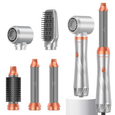 Hairstyler 5-в-1 з ефектом Coandă: Фен-щітка, автоматичний локон, об'єм та сушка (Помаранчевий)