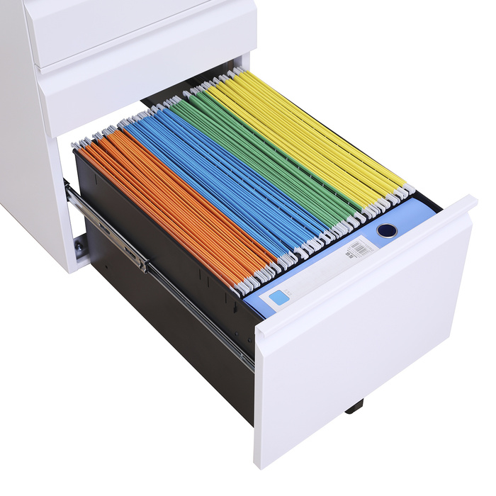 Контейнер на колесах COLOR OS Metall weiß з сірим м'яким сидінням hjh OFFICE
