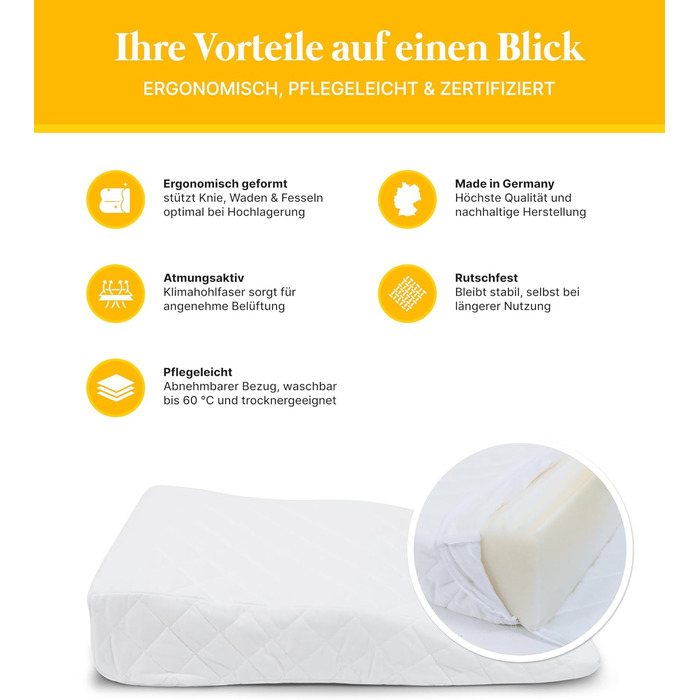 Подушка для ніг Medicline Ergonomisches Venenkissen - для кращого кровообігу та комфорту, Made in Germany