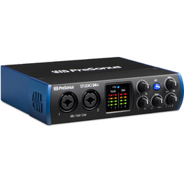 Аудіоінтерфейс PreSonus Studio 24c USB-C для запису, стрімінгу та подкастингу з програмним забезпеченням (2 мікрофонні преампи/2 виходи)