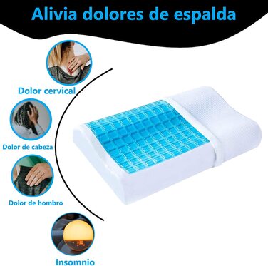 Ортопедична подушка для шиї з гелем і Memory Foam, проти болю в спині та шиї, антибактеріальна, антикліщова, жорстка та м'яка для сну