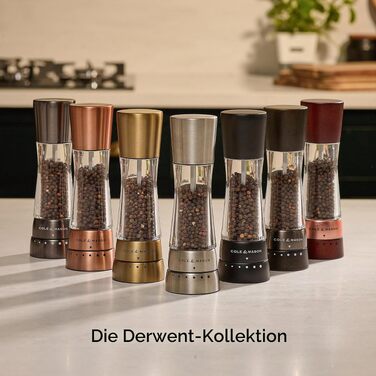 Набір ручних млинків для солі та перцю Cole & Mason Derwent Gunmetal, сталь та акрил, 190 мм, Precision+, сірий