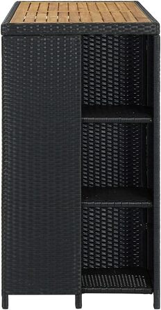 Барний стіл з полицею vidaXL, кухонний стіл, бістро, стійка, чорний, 120x60x110 см, поліратан