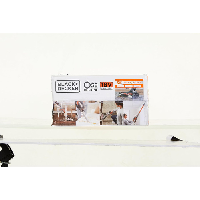 Акумуляторний пилосос BLACK+DECKER 4в1 18В 2.0Аг, безмішковий, для підлоги та ручний, з електрощіткою, бездротовий, комплект з насадкою для щілин, акумулятором, зарядним пристроєм і настінним кріпленням, Titanium/Orange