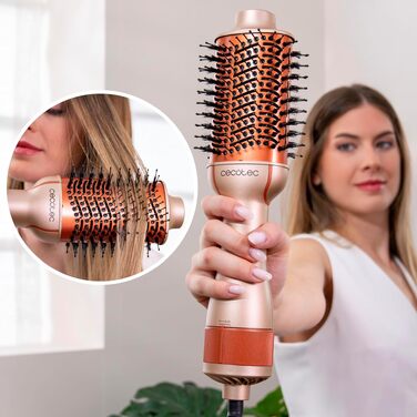 Фен-щітка Cecotec Air DryBold Essential персикового кольору 1200 Вт: сушіння, випрямлення, об'єм, іонізація, 3 режими, регулювання температури, для вологого та сухого волосся