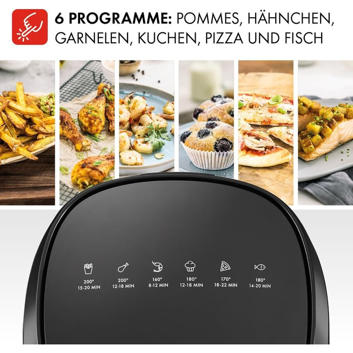 Аерофритюрниця ZWILLING Airfryer 4L, 1400 Вт, 6 програм, компактна мультипіч для смаження, запікання та готування без олії, чорна