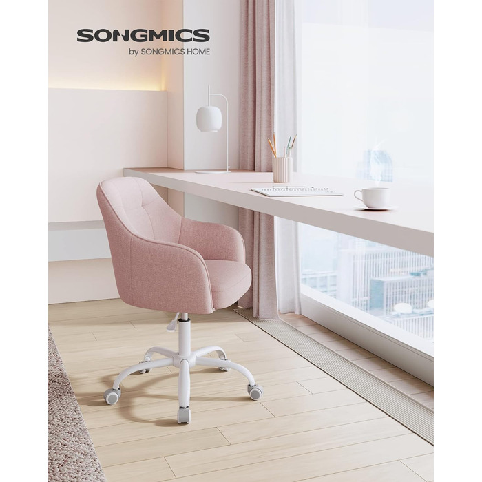 Офісний стілець SONGMICS, регульований, до 110 кг, дихаюча тканина, для робочого кабінету, рожевий, бавовняна суміш
