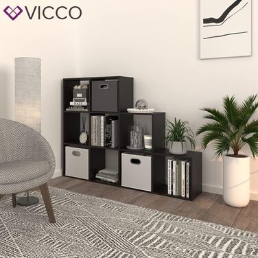 Сходова етажерка Vicco, чорна, 142.2 x 107.8 см – стелаж для зберігання